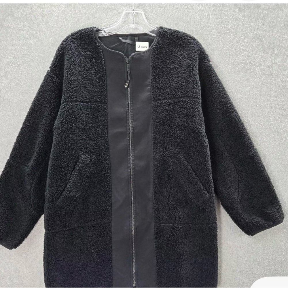 NWT, LULULEMON Textured Sherpa Fleece Full Zip Long Black Jacket SZ6️⃣